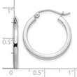 10k White Gold 2mm Square Tube Hoops