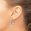 10k White Gold 2mm Square Tube Hoops