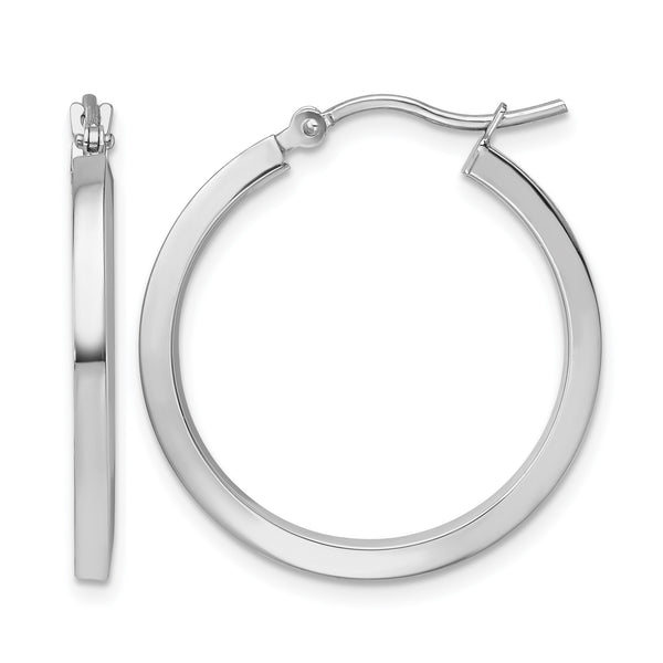 10k White Gold 2mm Square Tube Hoops - Birthstone Company