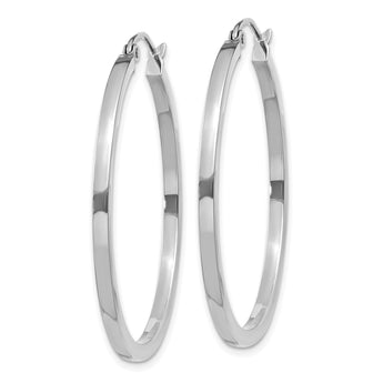 10k White Gold 2mm Square Tube Hoops