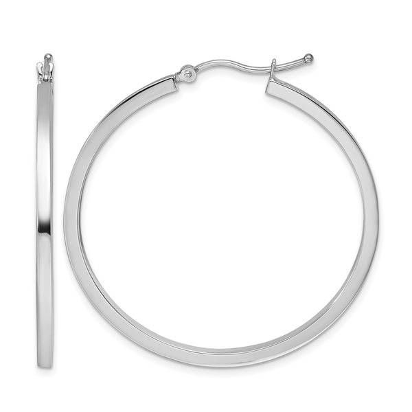 10k White Gold 2mm Square Tube Hoops - Birthstone Company