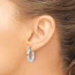 10k White Gold 3mm Polished Square Tube Hoop Earrings