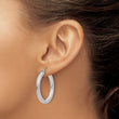 10k White Gold 3mm Polished Square Tube Hoop Earrings