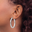10k White Gold 3mm Polished Square Tube Hoop Earrings