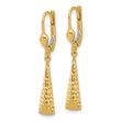 10K Polished and Textured Leverback Dangle Earrings