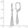 10K White Gold Polished/Textured Leverback Dangle Earrings