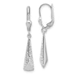 10K White Gold Polished/Textured Leverback Dangle Earrings