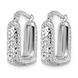 10K White Gold Polished and Diamond-cut Square Hoop Earrings - Birthstone Company