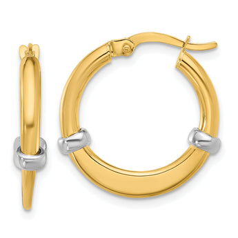 10K Two-tone Polished Hoop Earrings