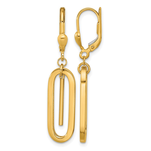 10K Polished Dangle Leverback Earrings - Birthstone Company