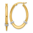 10K Two-tone Polished Oval Hoop Earrings