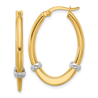10K Two-tone Polished Oval Hoop Earrings
