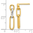 10K w/Rhodium Polished and D/C Link Dangle Post Earrings