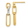 10K w/Rhodium Polished and D/C Link Dangle Post Earrings