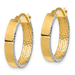 10K W/White Rhodium Polished and Diamond-cut Hoop Earrings
