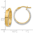 10K W/White Rhodium Polished and Diamond-cut Hoop Earrings