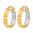 10K W/White Rhodium Polished and Diamond-cut Hoop Earrings - Birthstone Company