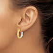 10K W/White Rhodium Polished and Diamond-cut Hoop Earrings - Birthstone Company