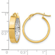 10K W/White Rhodium Polished and Diamond-cut Hoop Earrings - Birthstone Company