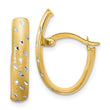 10K w/Rhodium Polished/Satin/Diamond-cut Fancy Hoop Earrings