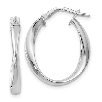 10K White Gold Polished Hoop Earrings