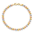 10k Tri-color Polished and D/C Fancy Link Bracelet
