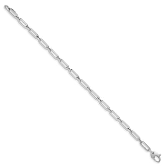 10K White Gold Polished Flat Oval Link Bracelet