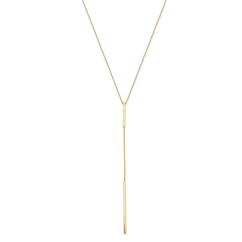10K Polished Y-drop Bar w/ 1in ext. Necklace