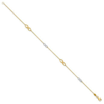 10K Two-tone Polished with 1in ext. Anklet