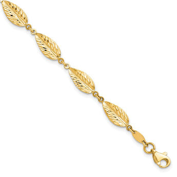 10K Polished Leaf Bracelet