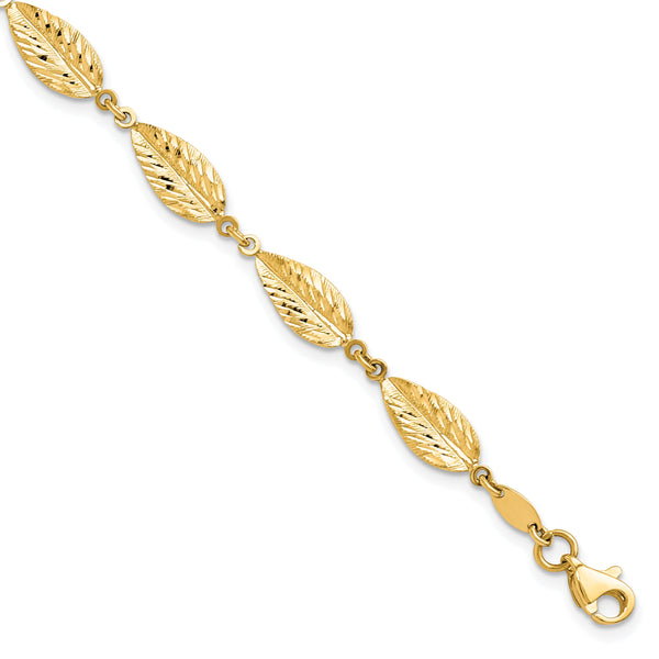 10K Polished Leaf Bracelet