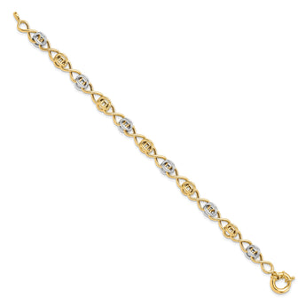 10K with White Rhodium Polished Fancy Bracelet