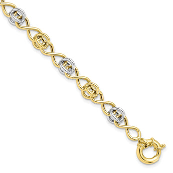 10K with White Rhodium Polished Fancy Bracelet