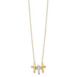 10K Two-tone Polished 3-Cross Necklace