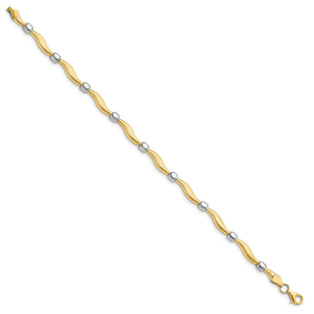 10K Rhodium-plated Polished and Satin Bracelet