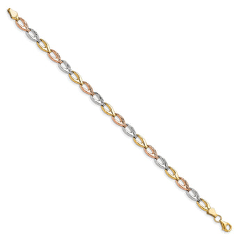 10K Tri-color Polished D/C Bracelet