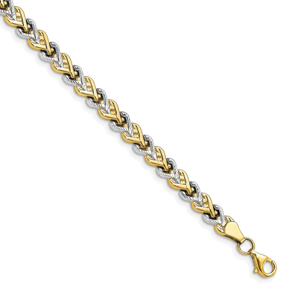 10K Rhodium-plated Polished D/C Bracelet