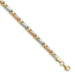 10K Tri-color Polished and Brushed Bracelet