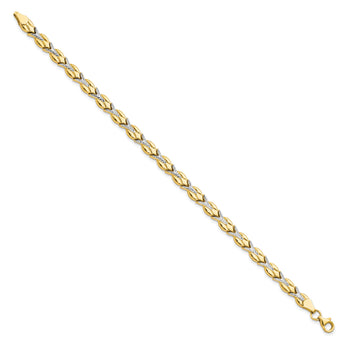 10k w/White Rhodium Polished/Diamond-cut Bracelet