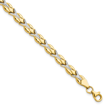 10k w/White Rhodium Polished/Diamond-cut Bracelet