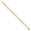 10k Tri-color Polished Link Bracelet