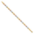 10k Tri-color Polished / Brushed and Diamond-cut  Bracelet