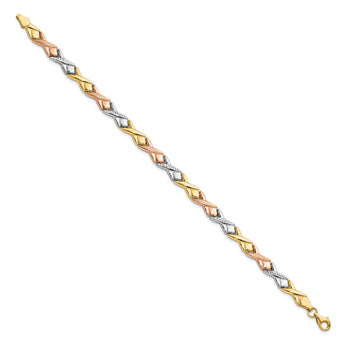 10k Tri-color Polished / Brushed and Diamond-cut  Bracelet