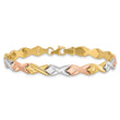 10k Tri-color Polished / Brushed and Diamond-cut  Bracelet