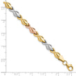 10k Tri-color Polished and Brushed Link Bracelet