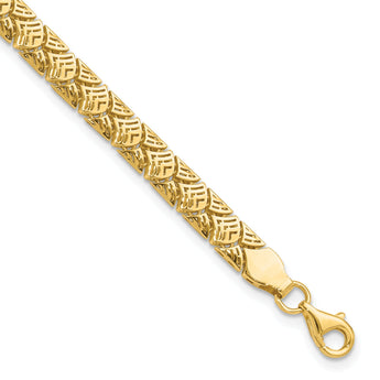 10K Polished Fancy Mermaid Pattern w/1in ext. Bracelet