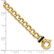 10K Polished with Black Enamel Flat Oval Link w/1in ext. Bracelet