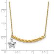 10K Two-tone Polished Bar with Star Necklace