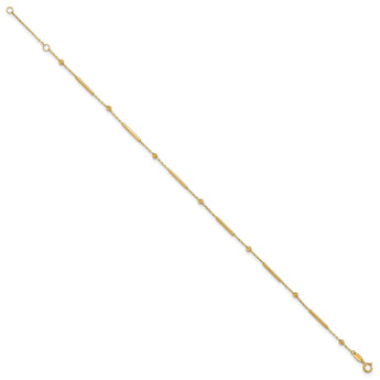 10K Polished and Diamond-cut bar 9in Plus 1in ext. Anklet