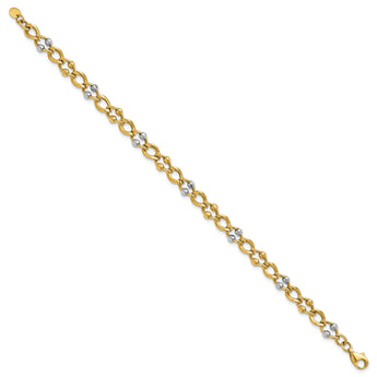 10K Two-tone Polished Fancy Link with Beads Bracelet